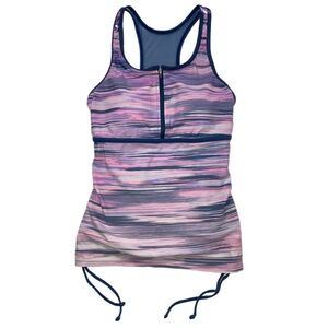 Free Country M Swim Top Zip Chest, Adj Sides, Purple Pink Blue E8227